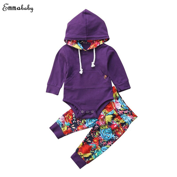EMMABABY Newborn Baby Boy Girl Clothing Purple 2 PCS Winter Set