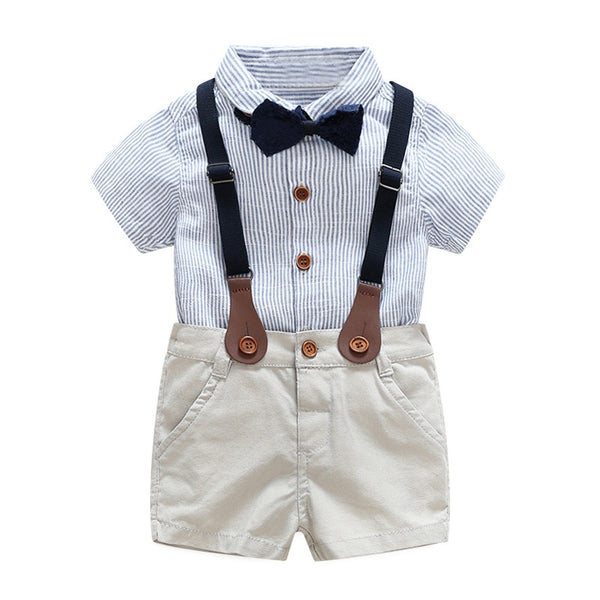 Baby Boys Clothing Sets Short Sleeve Bow Tie Shirt For Summer