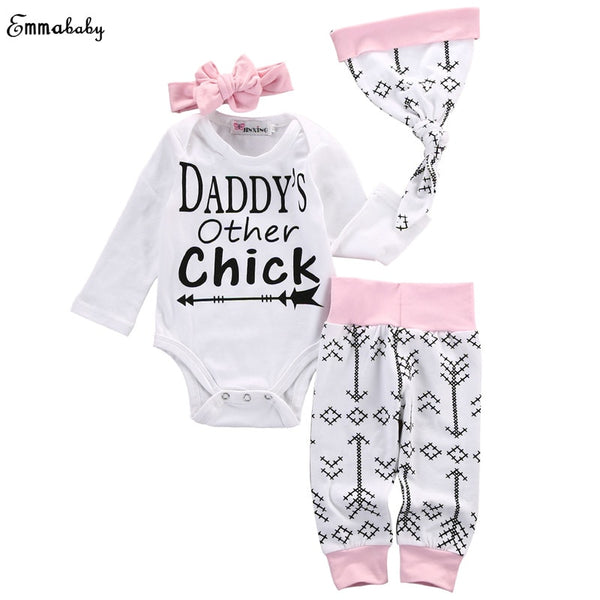 EMMABABY Daddy's other Chick Newborn Baby Girl 4 PCS Winter Set