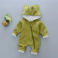 Baby Rompers Winter Cute Rabbit Hooded Long Sleeve Jumpsuits Baby Boy Girl Clothes