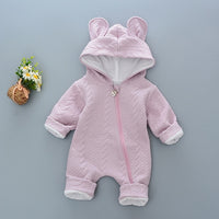 Baby Rompers Winter Cute Rabbit Hooded Long Sleeve Jumpsuits Baby Boy Girl Clothes