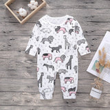 New Newborn Baby Boys Girls Romper Animal Printed Long Sleeve Winter Cotton Clothing
